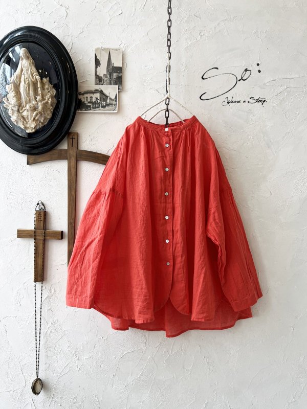 画像2: SO/バックギャザーシャツ・レッド (2)