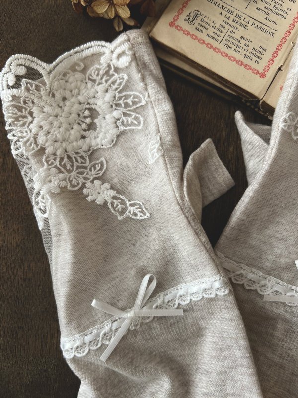 画像8: monami／コットンUVロングアームカバー・リボン (8)