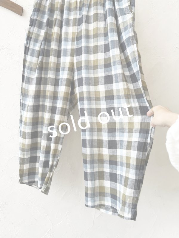 画像4: SO／ペチコート付きサルエルワイドパンツ・マドラスチェック (4)