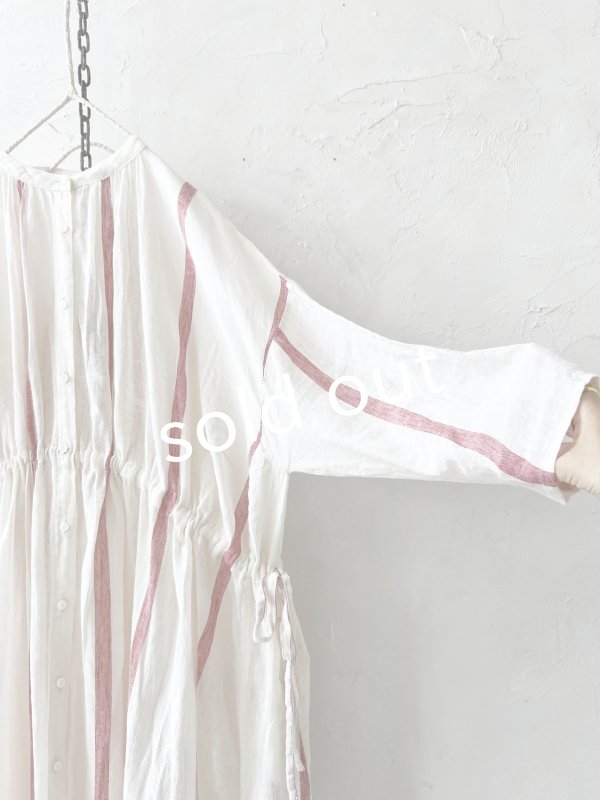 画像7: SO／ガーゼギャザーワンピース・ブルーストライプ (7)