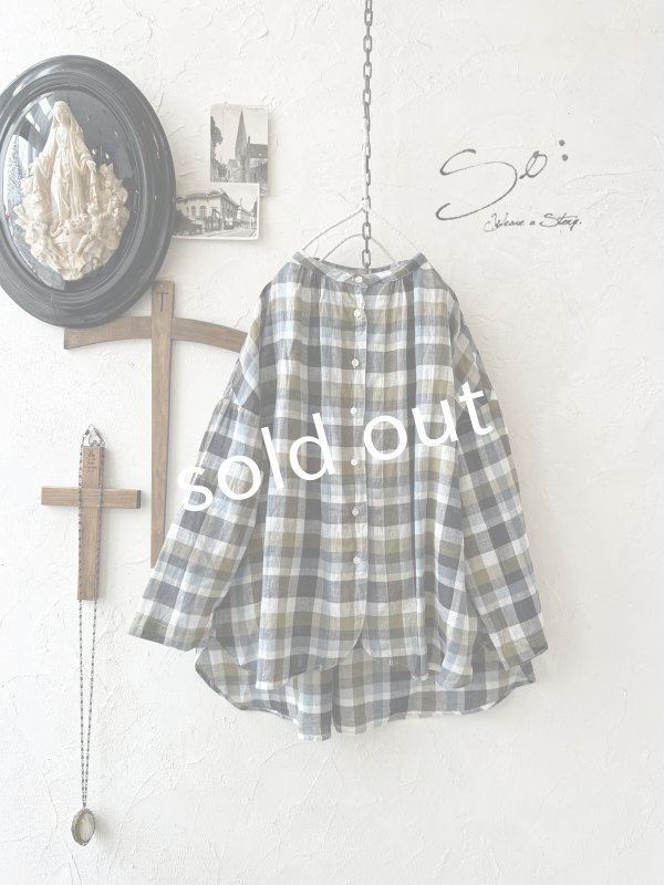 画像1: SO／バックギャザーシャツ・マドラスチェック (1)