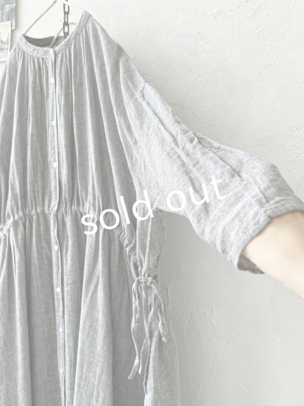 画像5: SO／ガーゼギャザーワンピース・杢グレー (5)