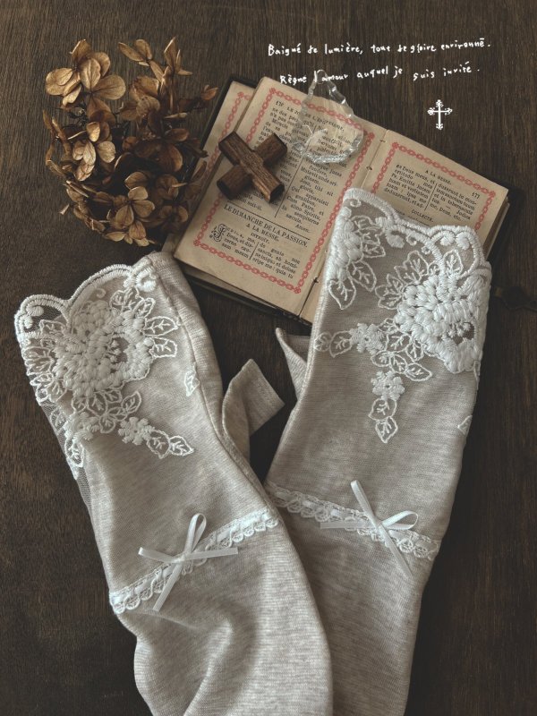 画像11: monami／コットンUVロングアームカバー・リボン (11)