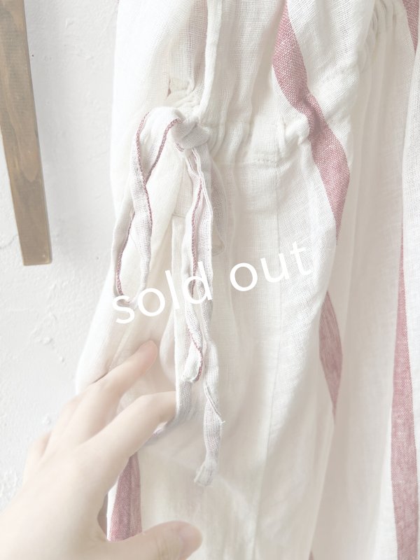 画像8: SO／ガーゼギャザーワンピース・ブルーストライプ (8)