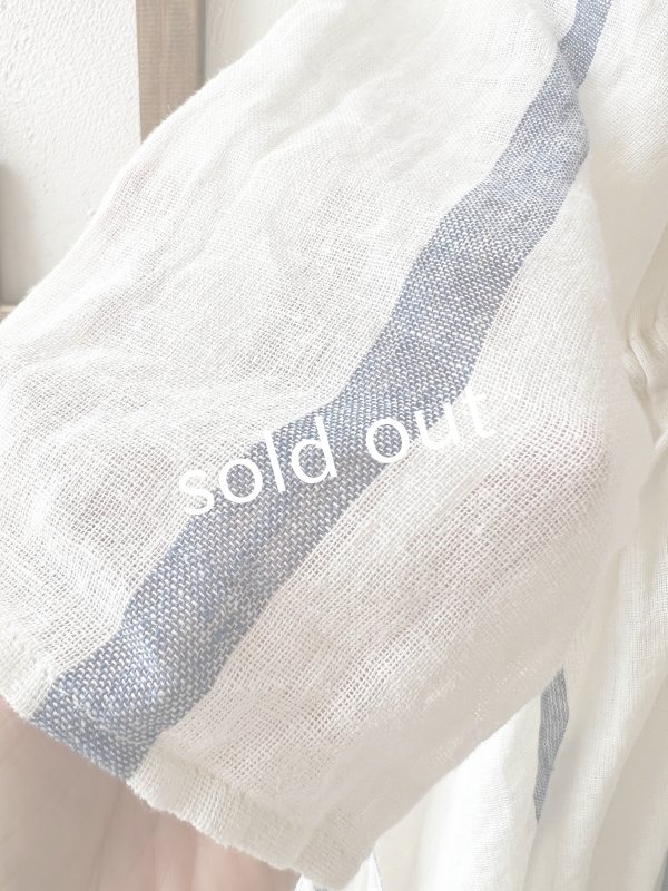 画像5: SO／ガーゼギャザーワンピース・ブルーストライプ (5)