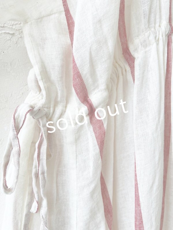 画像5: SO／ガーゼギャザーワンピース・レッドストライプ (5)