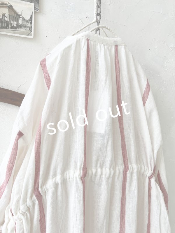 画像10: SO／ガーゼギャザーワンピース・ブルーストライプ (10)