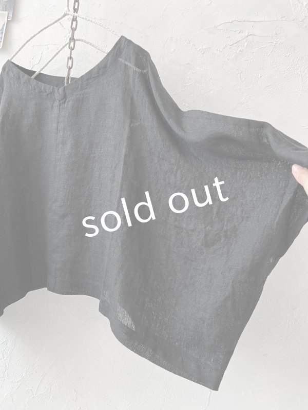 画像4: 08mab/リネンシャンブレーワイドプルオーバー・黒 (4)