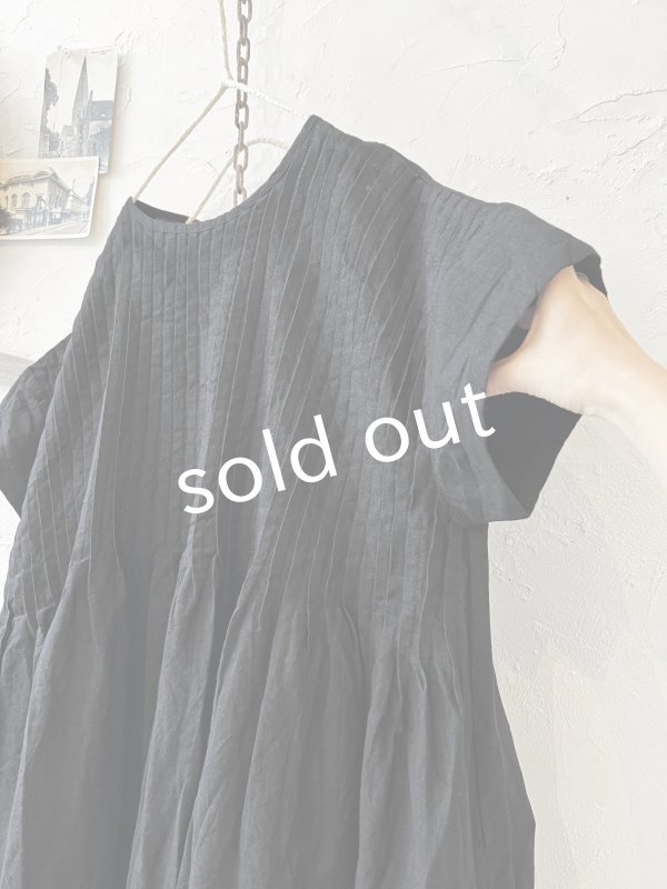 画像3: 08mab/リネン２wayピンタックワンピース・黒 (3)