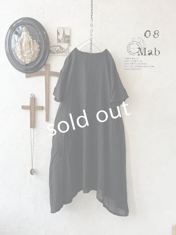 画像1: 08mab/リネンシャンブレーAラインワンピース・黒 (1)