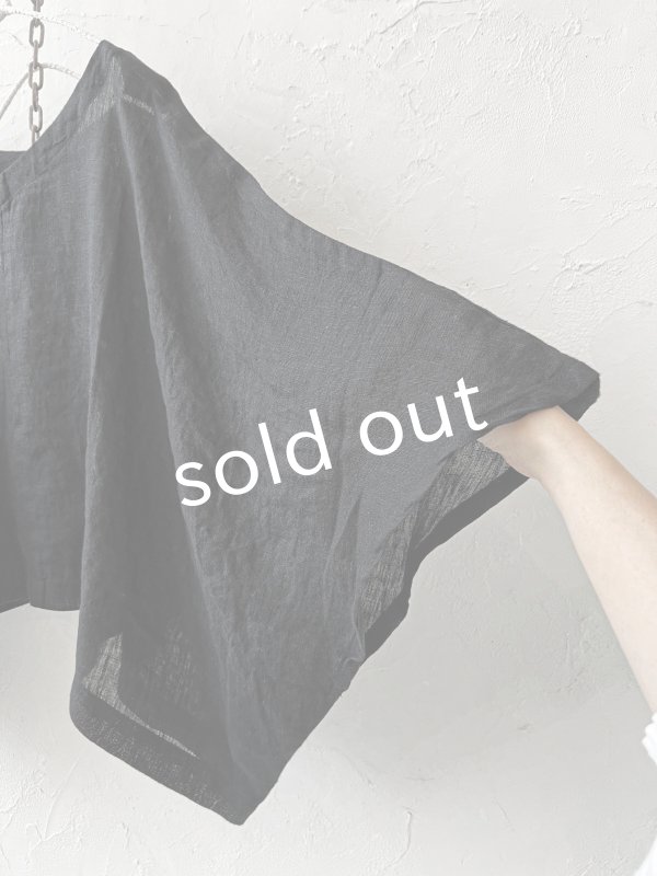 画像3: 08mab/リネンシャンブレーワイドプルオーバー・黒 (3)