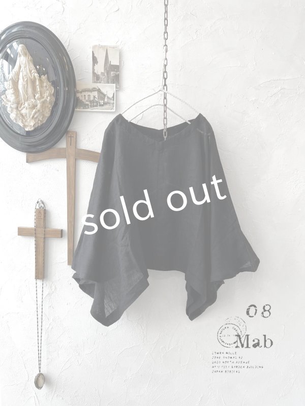 画像1: 08mab/リネンシャンブレーワイドプルオーバー・黒 (1)