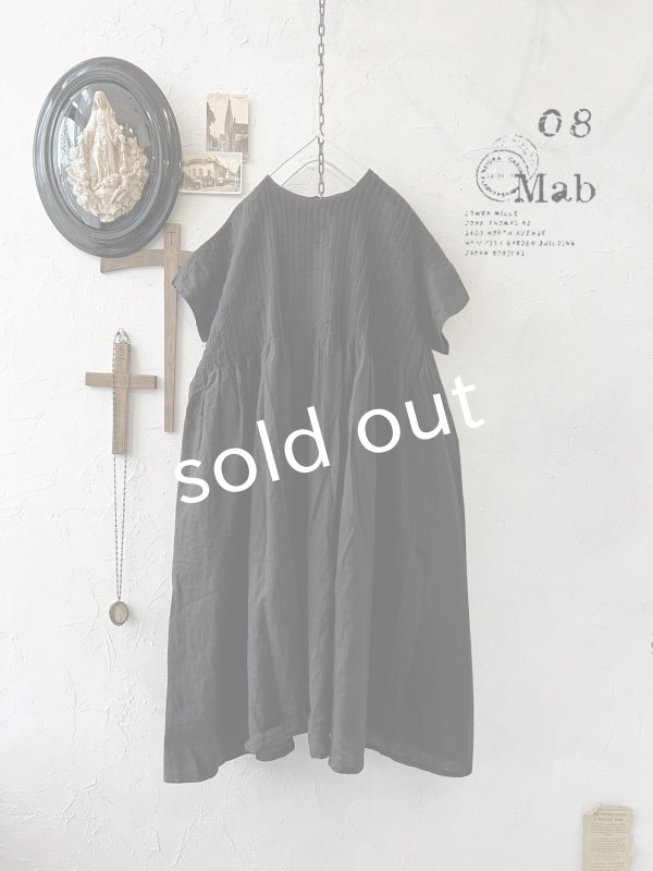 画像2: 08mab/リネン２wayピンタックワンピース・黒 (2)