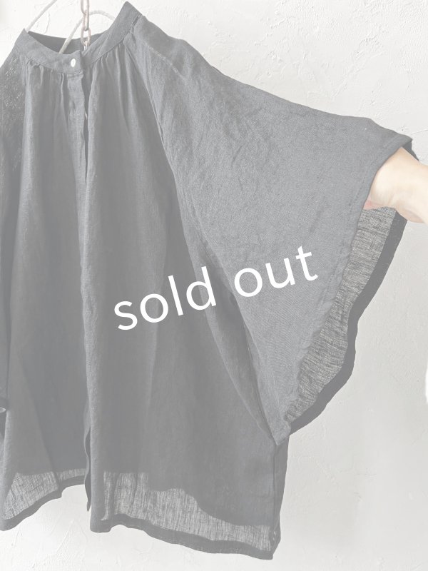 画像3: 08mab/リネンシャンブレーラグランブラウス・黒 (3)