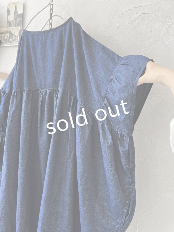 画像2: sorte cuff／インディゴフレアワンピース (2)