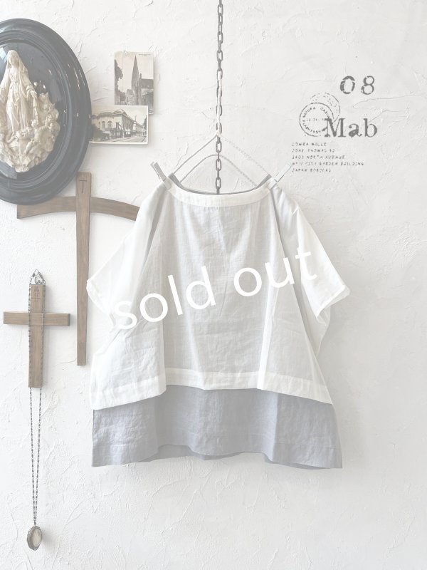 画像2: 08mab/タンクトップ×トップスset・グレー×オフ (2)