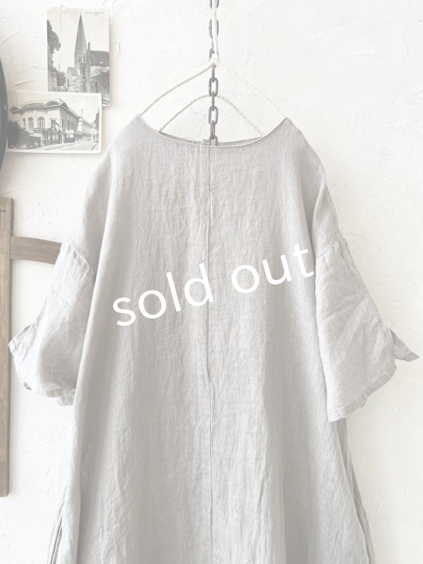 画像3: 08mab/リネンシャンブレーAラインワンピース・ベージュ (3)