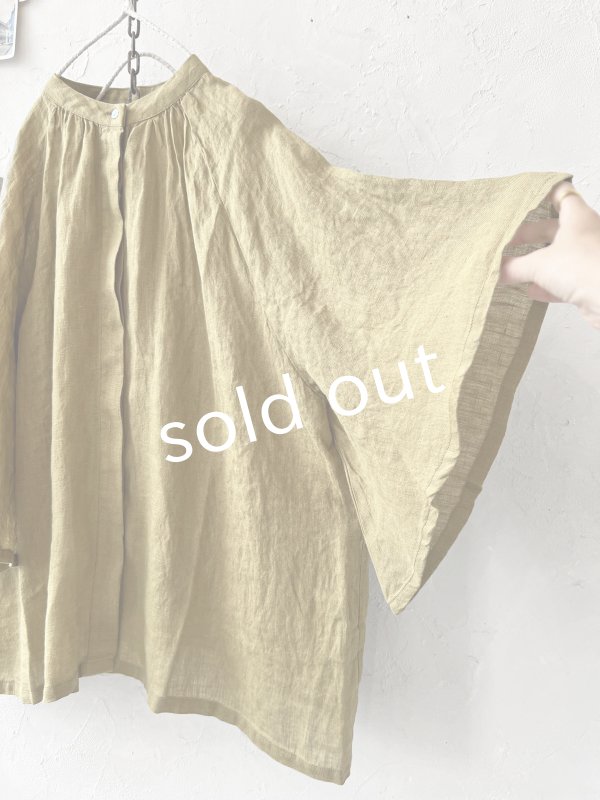 画像5: 08mab/リネンシャンブレーラグランブラウス・マスタード (5)