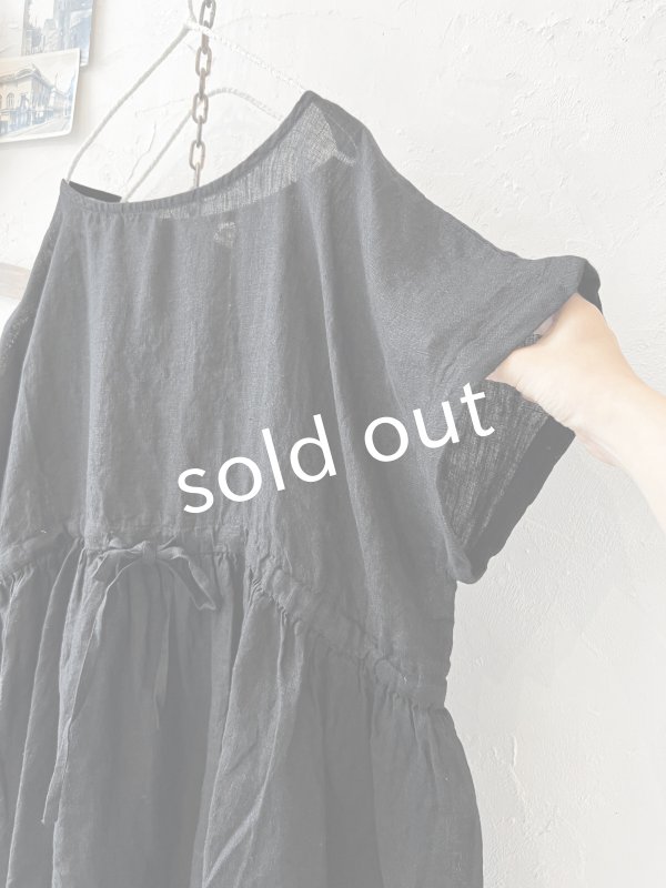 画像2: 08mab/リネンシャンブレーウエストリボンチュニック・黒 (2)