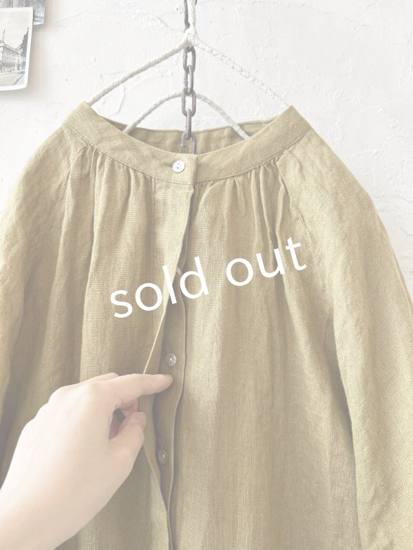 画像3: 08mab/リネンシャンブレーラグランブラウス・マスタード (3)