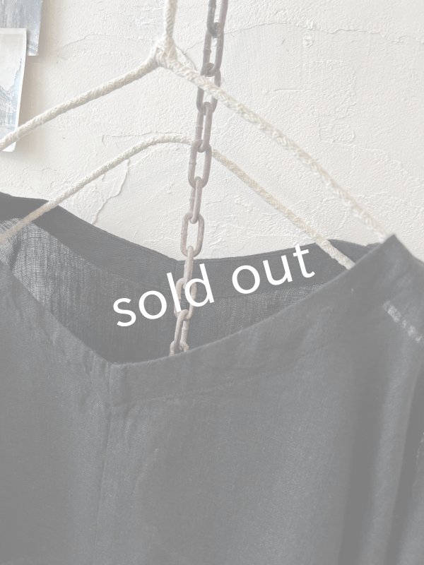 画像2: 08mab/リネンシャンブレーワイドプルオーバー・黒 (2)