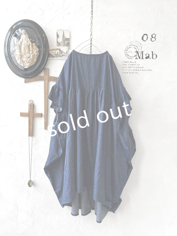 画像1: sorte cuff／インディゴフレアワンピース (1)