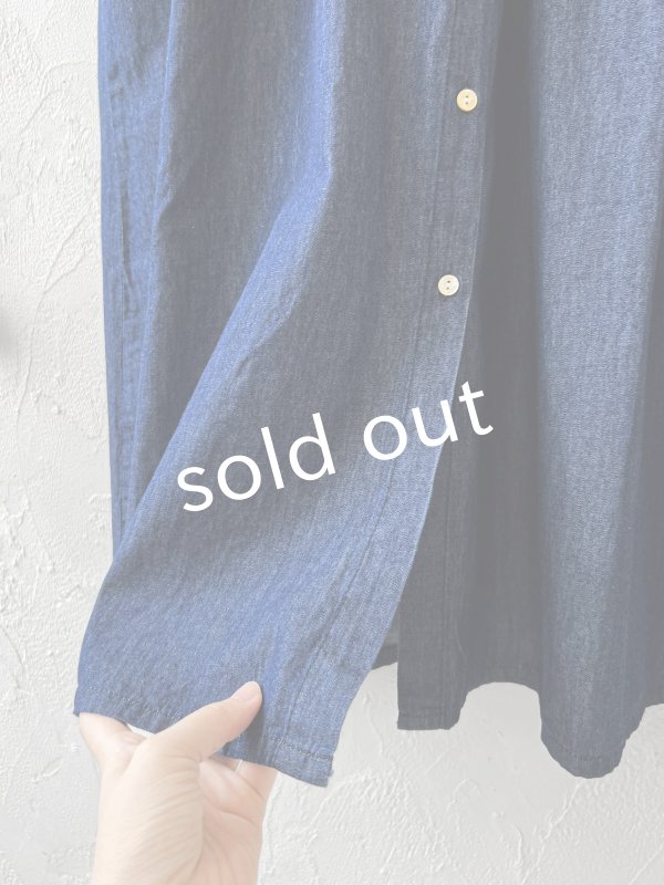 画像6: sorte cuff／インディゴノースリーブギャザーワンピース (6)