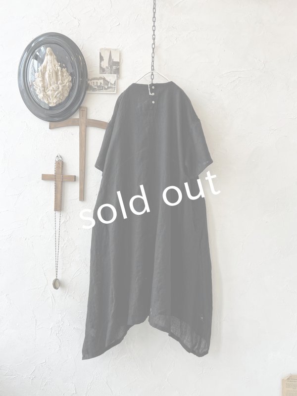 画像4: 08mab/リネンシャンブレーAラインワンピース・黒 (4)