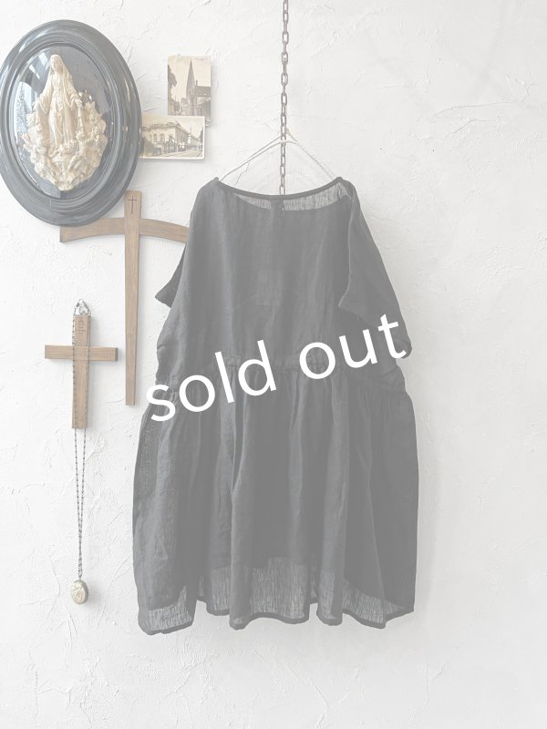 画像4: 08mab/リネンシャンブレーウエストリボンチュニック・黒 (4)