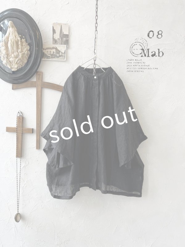 画像1: 08mab/リネンシャンブレーラグランブラウス・黒 (1)