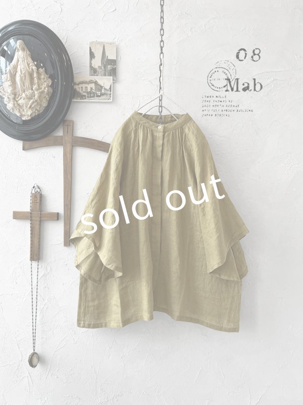 画像1: 08mab/リネンシャンブレーラグランブラウス・マスタード (1)