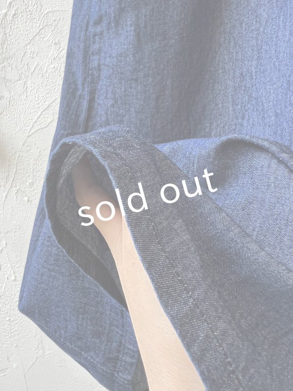 画像7: sorte cuff／インディゴノースリーブギャザーワンピース (7)