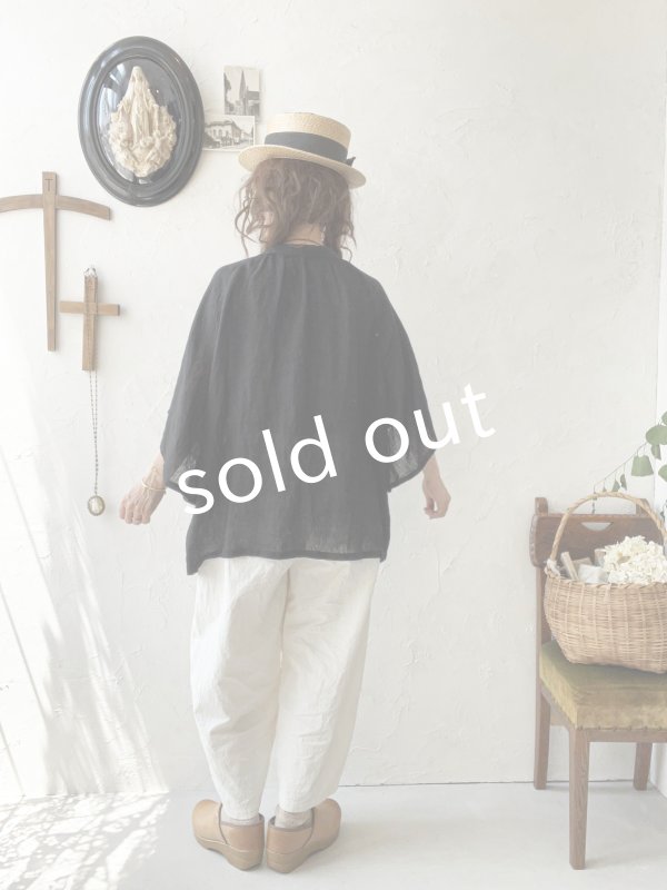 画像12: 08mab/リネンシャンブレーラグランブラウス・黒 (12)