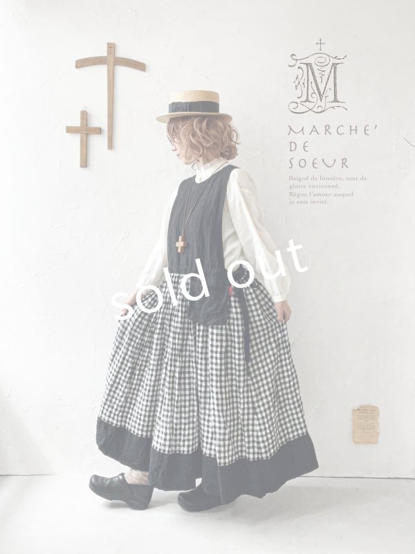 画像11: MARCHE' DE SOEUR／バッククロスワンピース・黒×グリーンチェック (11)