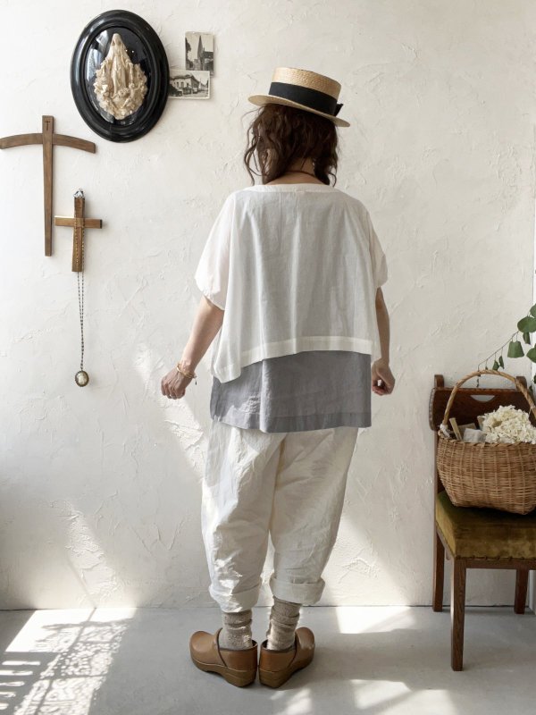 画像13: 【30%OFF SALE】08mab/タンクトップ×トップスset・黒×ライトグレー (13)