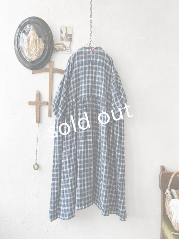 画像7: MARCHE' DE SOEUR／ギャザーワンピース・ブルーグリーンチェック (7)