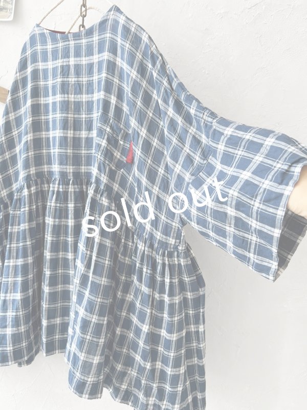 画像5: MARCHE' DE SOEUR／ギャザープルオーバー・ブルーグリーンチェック (5)