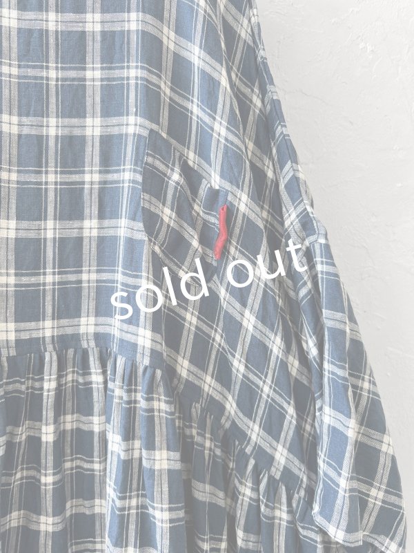 画像4: MARCHE' DE SOEUR／ギャザーワンピース・ブルーグリーンチェック (4)