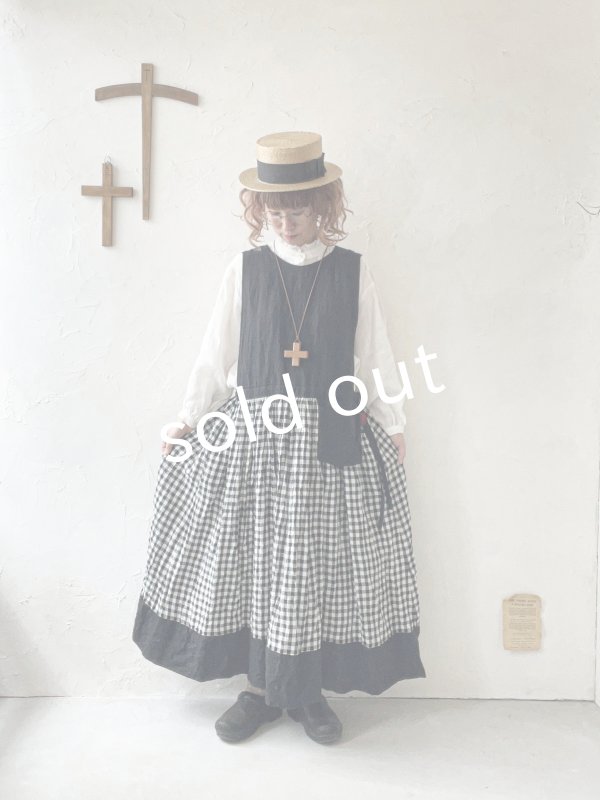 画像13: MARCHE' DE SOEUR／バッククロスワンピース・黒×グリーンチェック (13)