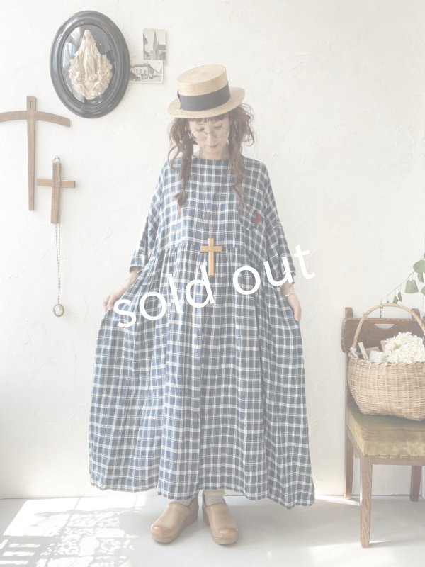 画像10: MARCHE' DE SOEUR／ギャザーワンピース・ブルーグリーンチェック (10)