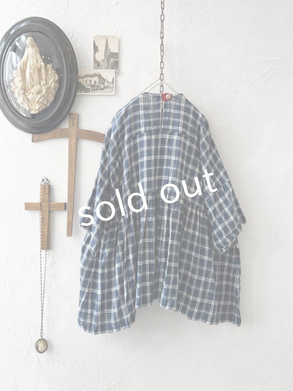 画像8: MARCHE' DE SOEUR／ギャザープルオーバー・ブルーグリーンチェック (8)