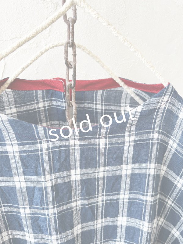 画像3: MARCHE' DE SOEUR／ギャザープルオーバー・ブルーグリーンチェック (3)