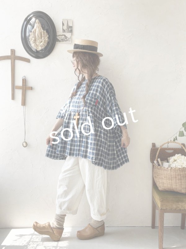 画像11: MARCHE' DE SOEUR／ギャザープルオーバー・ブルーグリーンチェック (11)