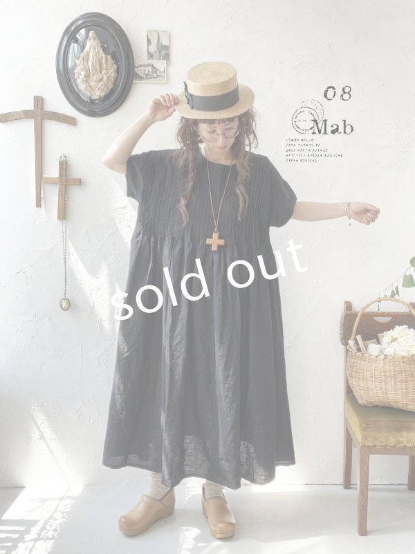 画像1: 08mab/リネン２wayピンタックワンピース・黒 (1)