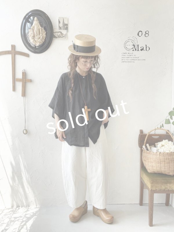 画像10: 08mab/リネンシャンブレーラグランブラウス・黒 (10)