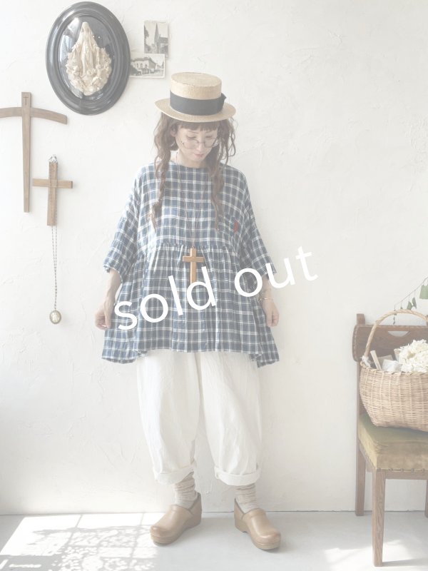 画像10: MARCHE' DE SOEUR／ギャザープルオーバー・ブルーグリーンチェック (10)