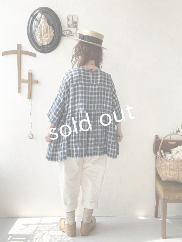 画像12: MARCHE' DE SOEUR／ギャザープルオーバー・ブルーグリーンチェック (12)
