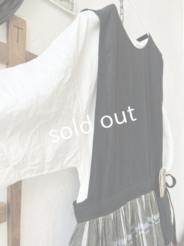 画像5: MARCHE' DE SOEUR／バッククロスワンピース・黒×グリーンチェック (5)