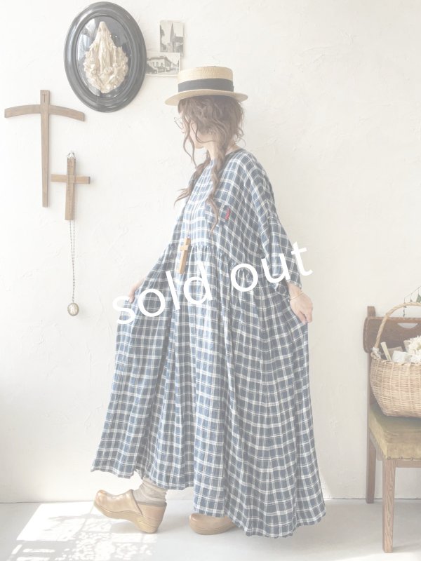 画像11: MARCHE' DE SOEUR／ギャザーワンピース・ブルーグリーンチェック (11)