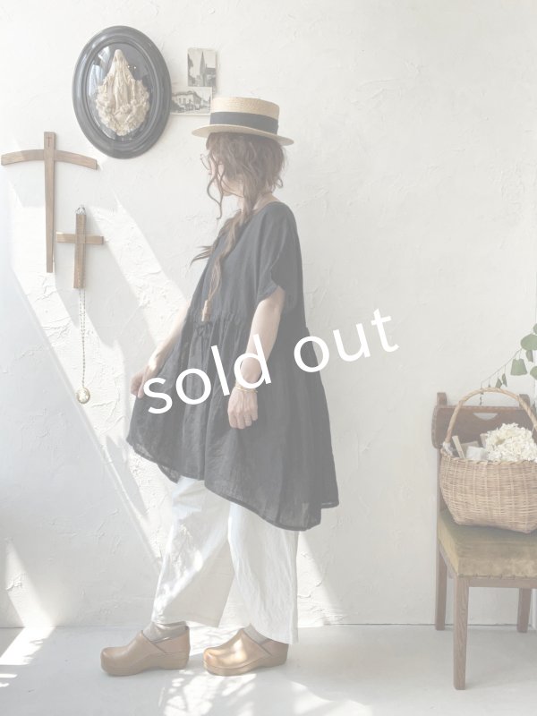 画像11: 08mab/リネンシャンブレーウエストリボンチュニック・黒 (11)